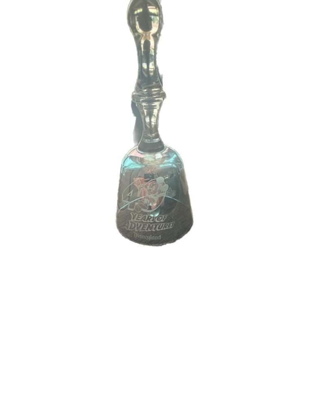 Disneyland 40 Years of Adventures Vintage Etched Glass Bell with Mickey Mouse